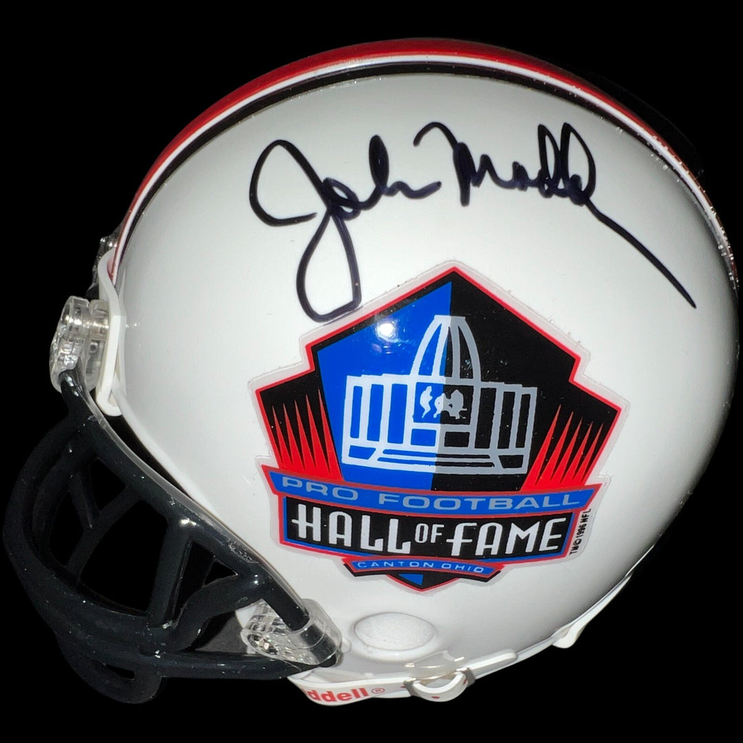 JOHN MADDEN SIGNED OAKLAND RAIDERS HALL OF FAME HOF MINI FOOTBALL HELMET JSA