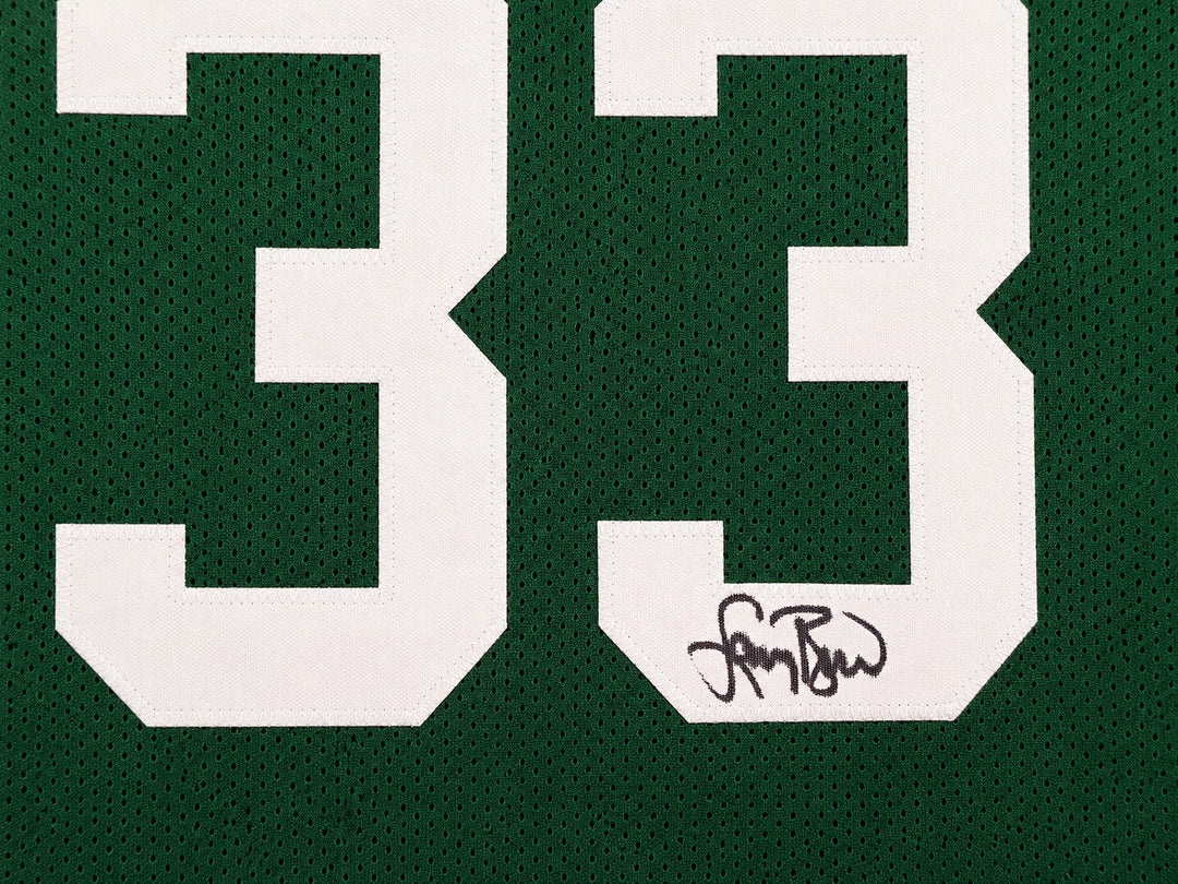 Boston Celtics Larry Bird Signed Framed Green Jersey PSA/DNA