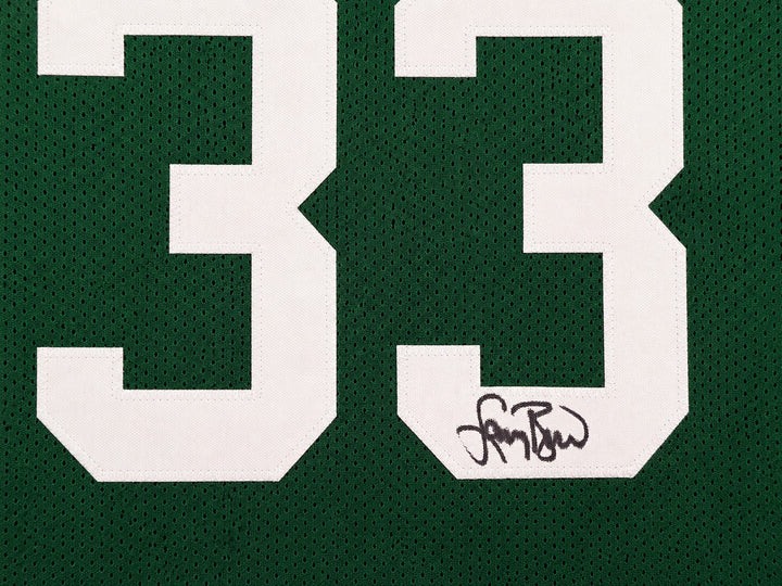 Boston Celtics Larry Bird Signed Framed Green Jersey PSA/DNA