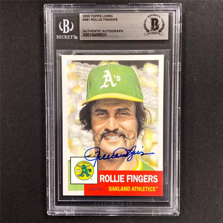 Rollie Fingers signed 2020 Topps Living Set card #281 auto A's 531 Beckett BAS