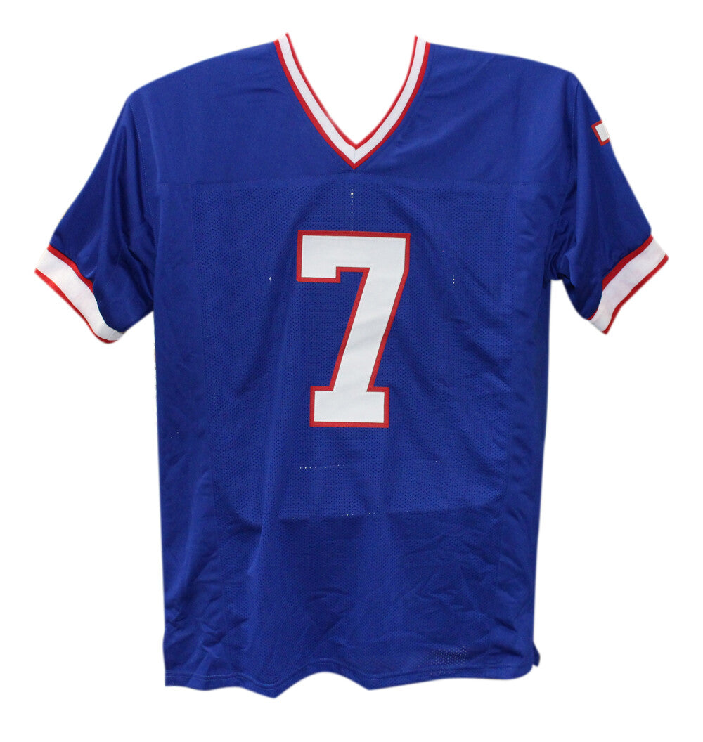 Doug Flutie Autographed/Signed Pro Style Blue XL Jersey Beckett 39313