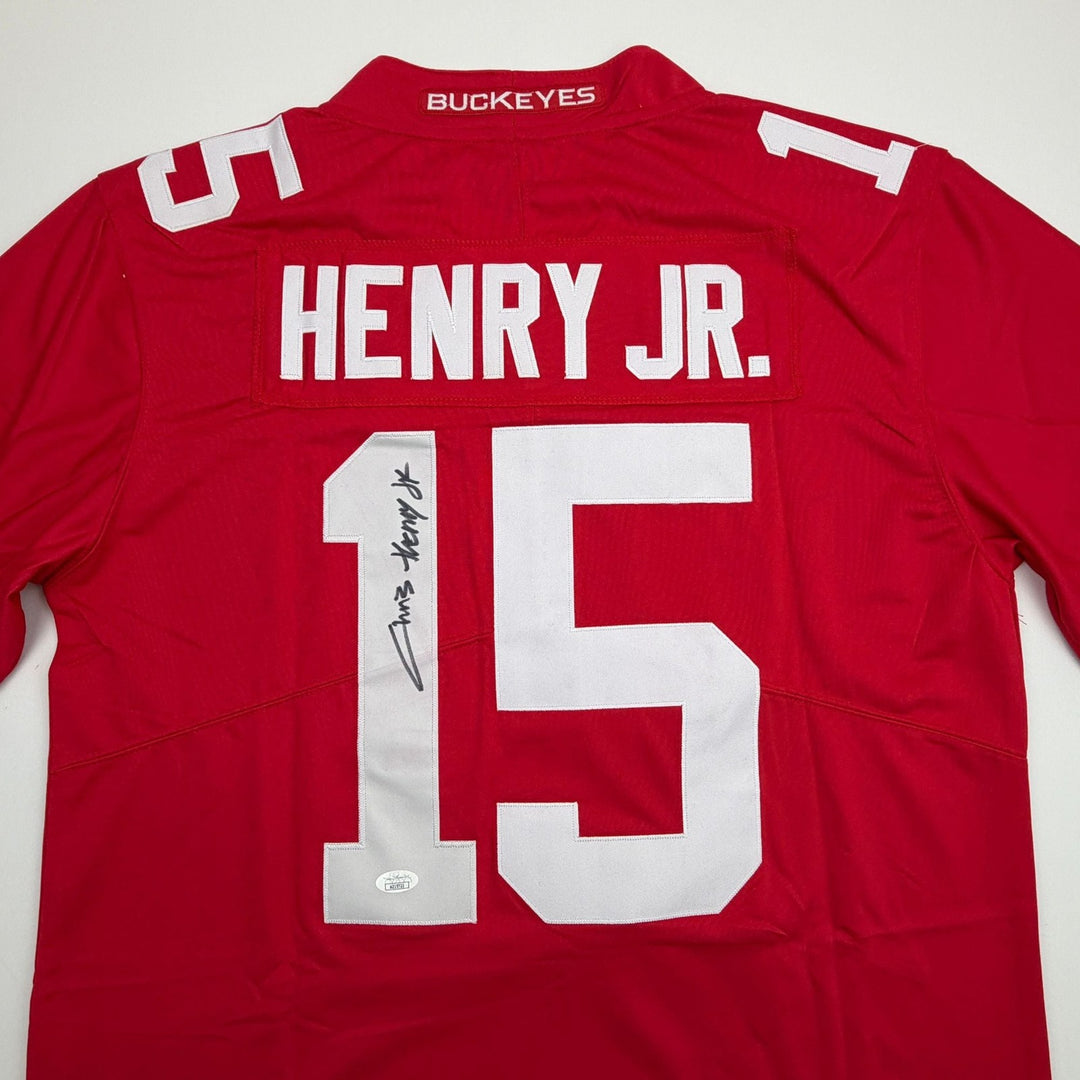 Autographed/Signed Chris Henry Jr Ohio State Red College Football Jersey JSA COA
