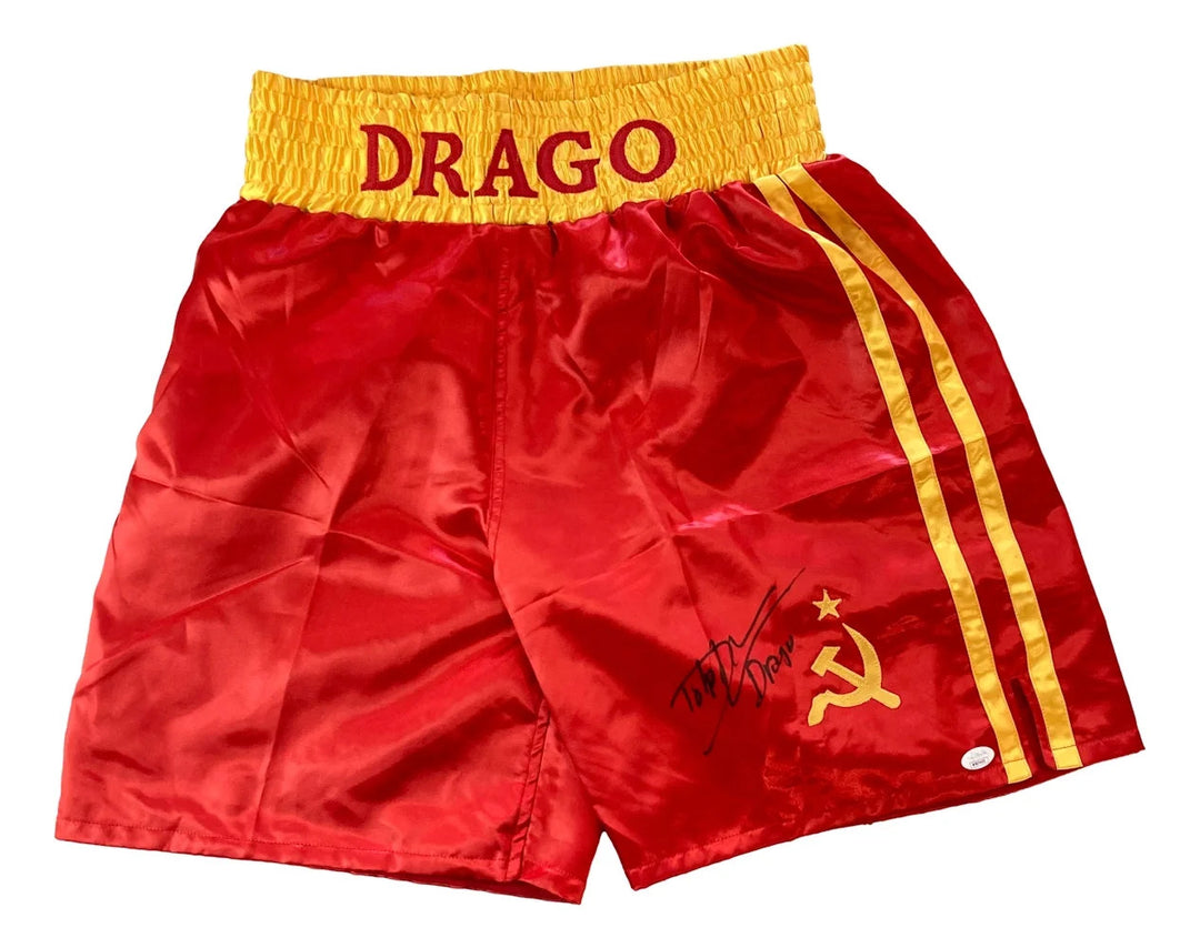 Dolph Lundgren Signed Custom Rocky IV Boxing Trunks Drago Inscribed JSA ITP