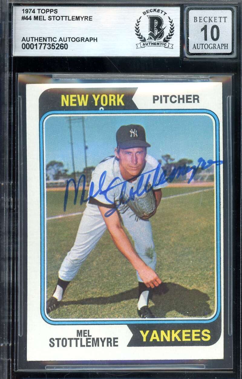 Mel Stottlemyre Gem Mint 10 Beckett BAS Signed 1974 Topps Autograph
