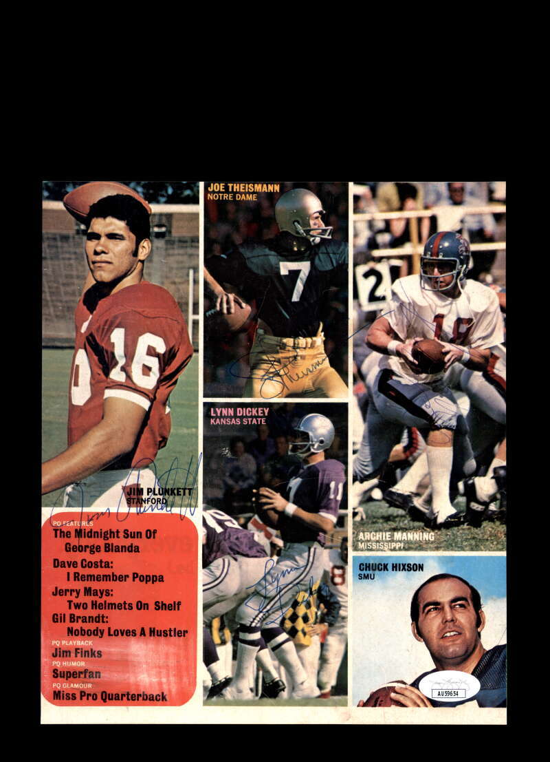 Archie Manning Joe Theismann Jim Plunkett JSA 8x9 Signed Photo Signed by 4