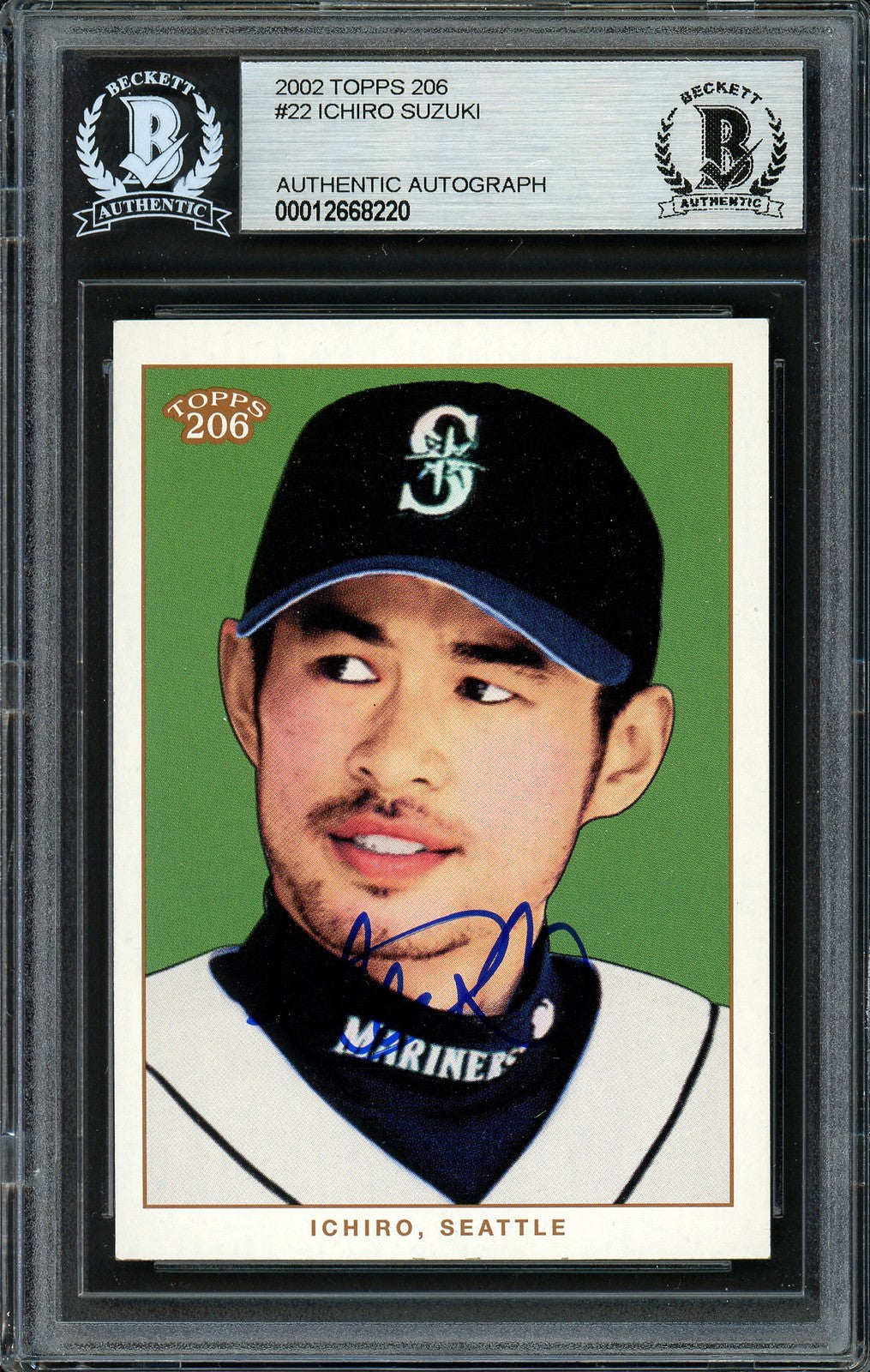 Ichiro Suzuki Signed 2002 Topps 206 Card #22 Seattle Mariners Beckett BAS