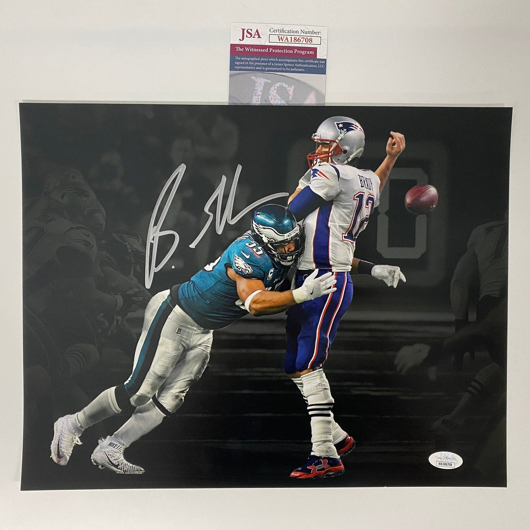 Autographed/Signed Brandon Graham Eagles Spotlight Sack 11x14 Photo JSA COA