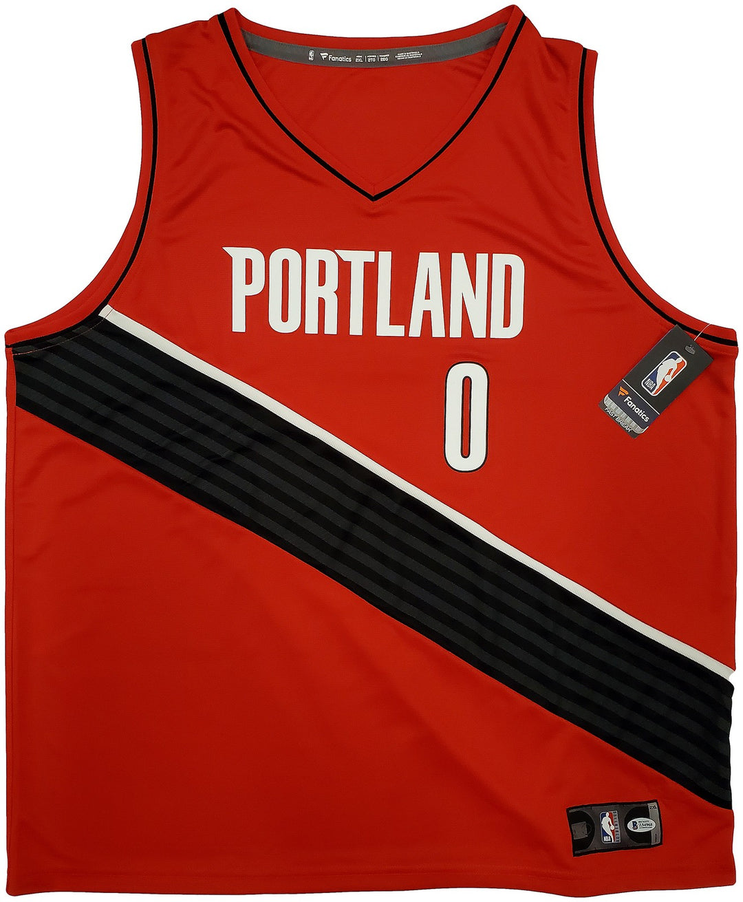 Trail Blazers Damian Lillard Signed Red Fanatics Jersey Size XXL Beckett
