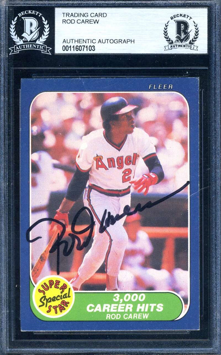 Rod Carew Beckett BAS Signed 1986 Fleer Super Star Autograph