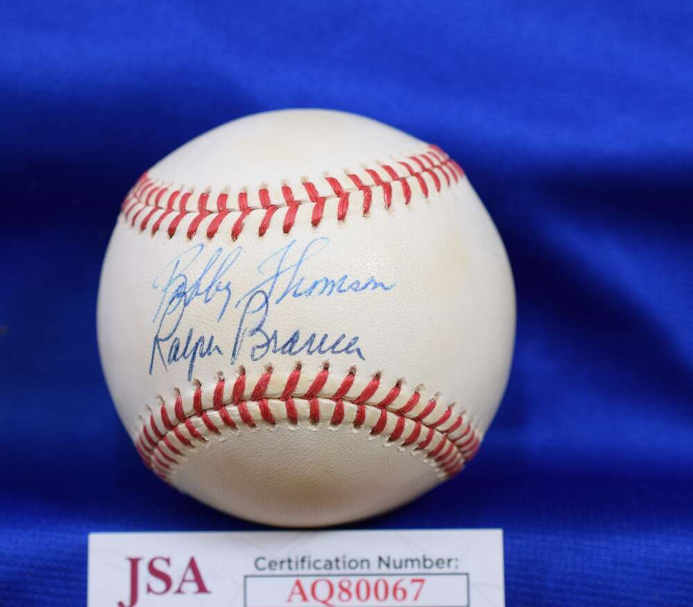 Bobby Thomson Ralph Branca JSA Cert Autograph National League Signed Baseball