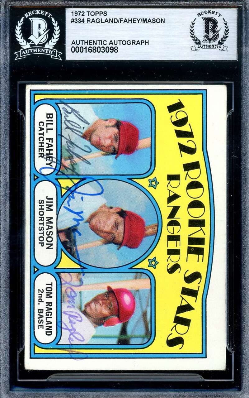 Fahey Mason Ragland Beckett BAS Signed 1972 Topps Rookie Autograph