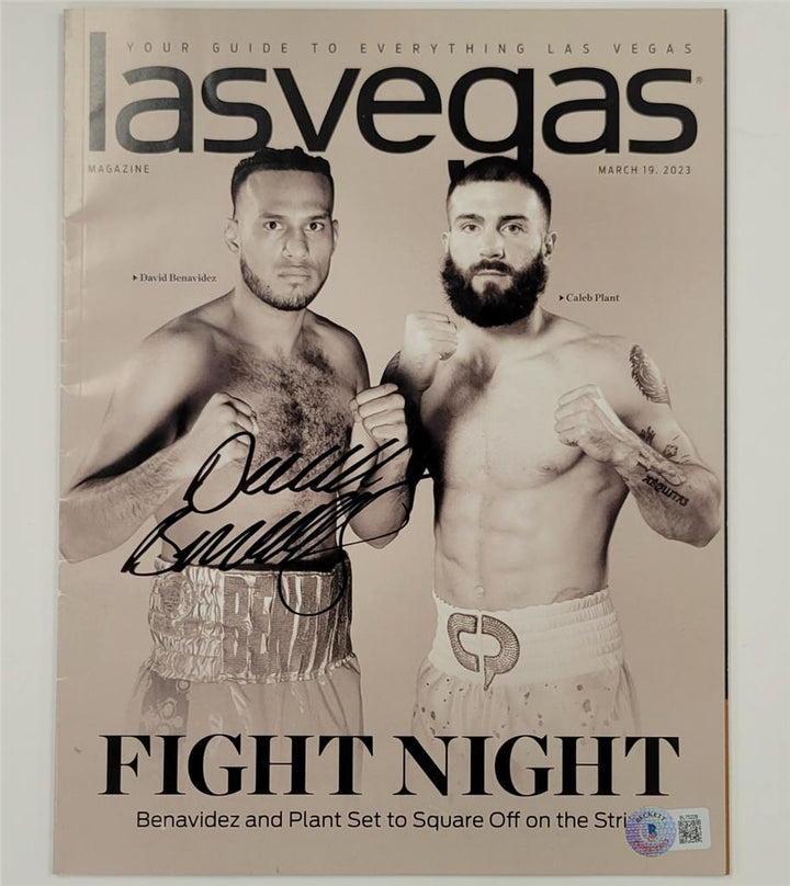 David Benavidez autograph signed Vegas Fight Night Magazine vs Plant Beckett BAS