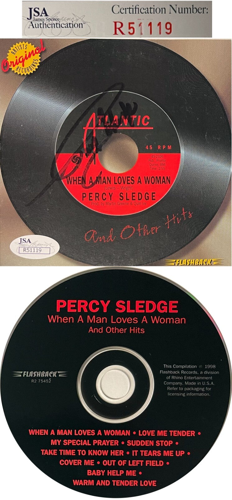 Percy Sledge Signed When A Man Loves A Woman Album Cover Booklet w/ CD /Case JSA