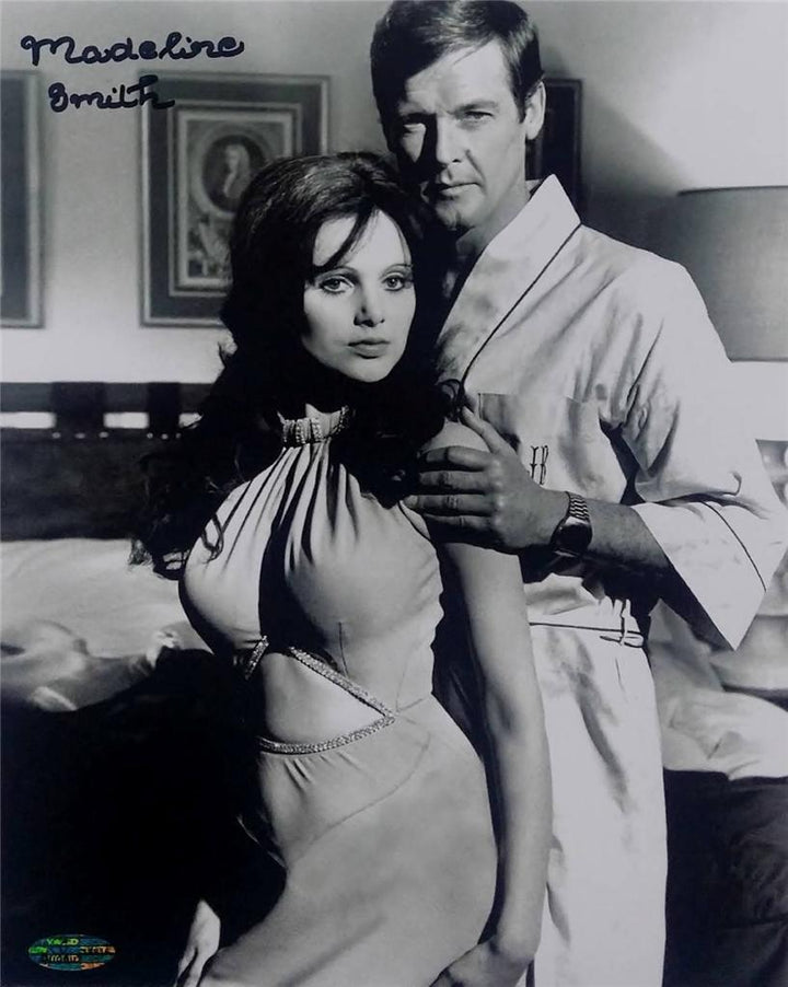 MADELINE SMITH James Bond Girl signed 8x10 w/ Roger Moore ~ OC COA + Photo Proof