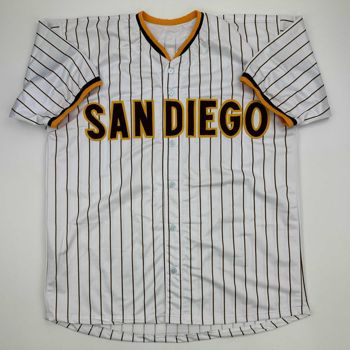 Facsimile Autographed Dylan Cease San Diego Pinstripe Reprint Jersey Men's XL