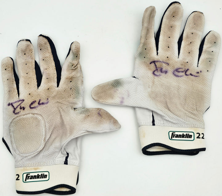 Robinson Cano Signed White & Blue Franklin Game Used Batting Gloves Mariners