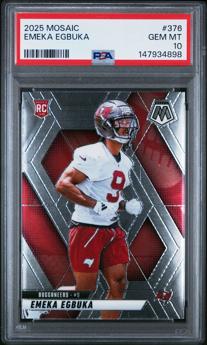 Graded 2025 Panini Mosaic Emeka Egbuka #376 Rookie RC Football Card PSA 10