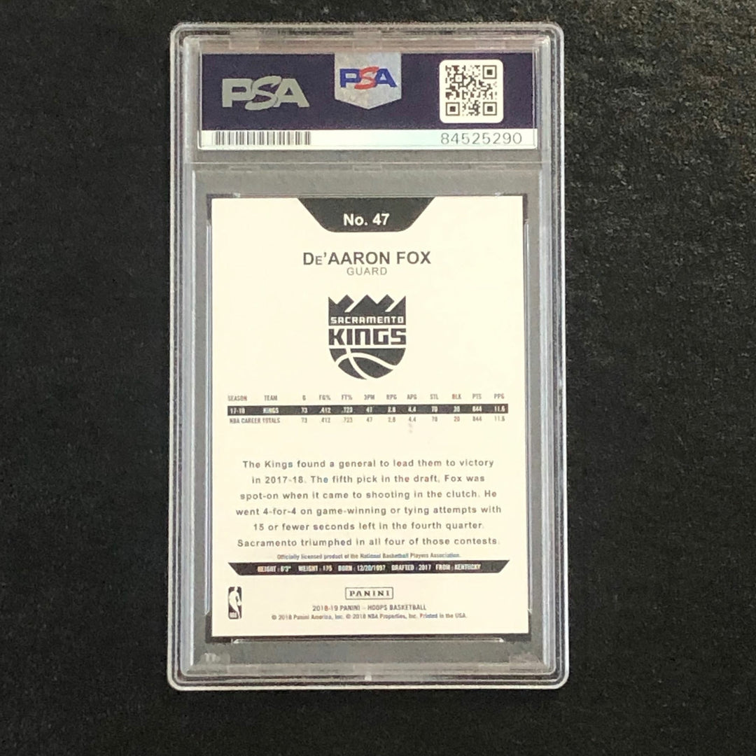 2018-19 NBA Hoops #47 De'Aaron Fox Signed Auto Slabbed PSA Kings