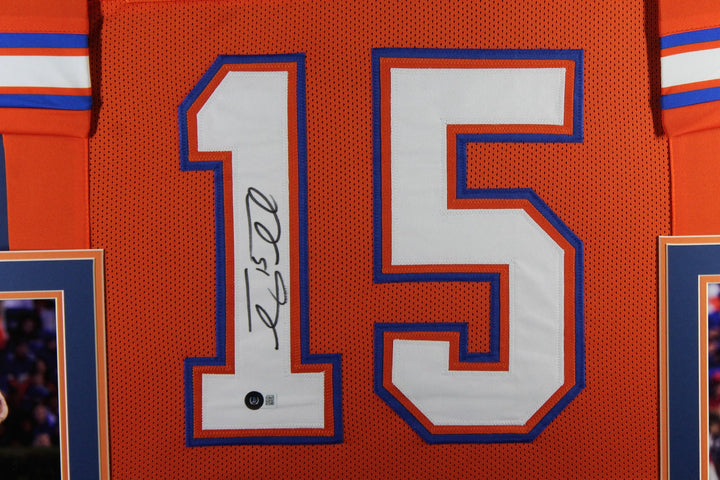 Tim Tebow Autographed College Style Orange XL Framed Jersey 35x43 Beckett 53767