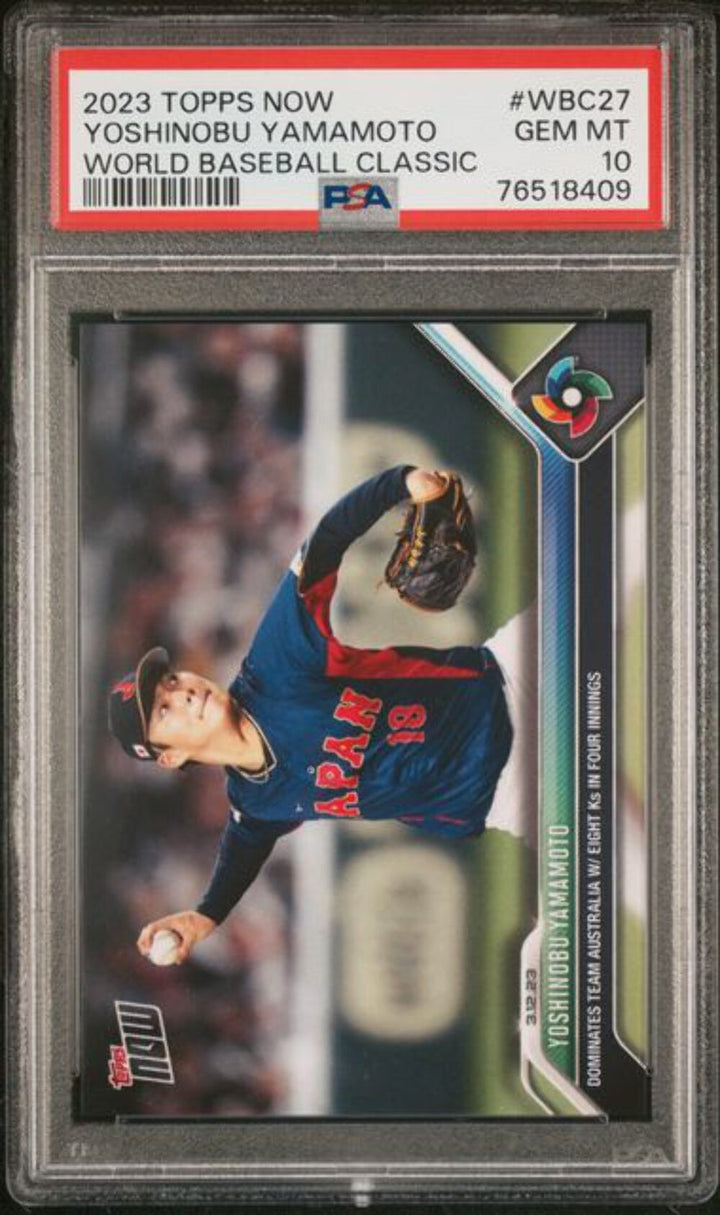 Graded 2023 Topps Now Yoshinobu Yamamoto #WBC27 WBC Rookie Baseball Card PSA 10