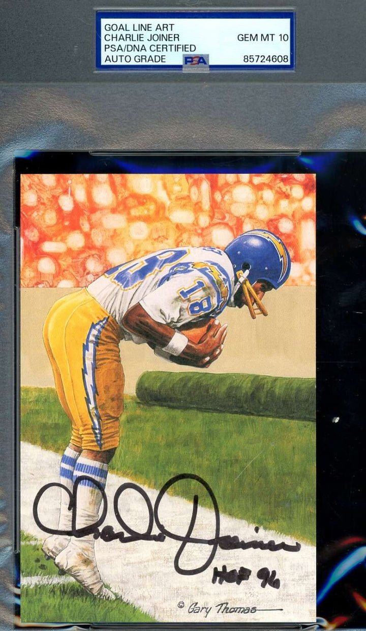 Charlie Joiner Gem Mint 10 PSA DNA Auto Goal Line Art Card GLAC Signed HOF 1996