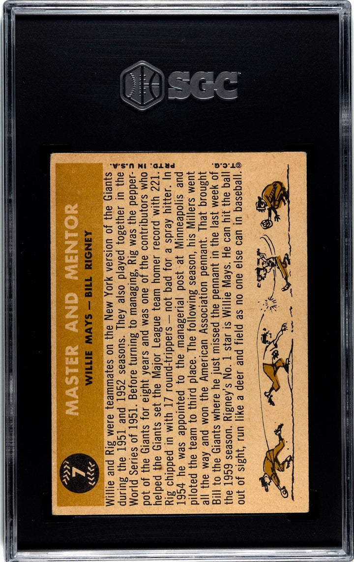 Willie Mays/Bill Rigney 1960 Topps Master & Mentor Card #7 - SGC Graded 3.5 VG+