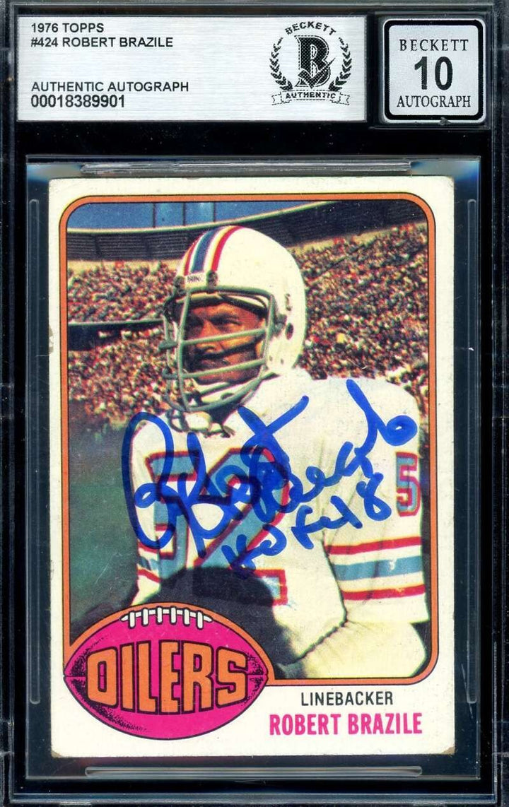 Robert Brazile Gem Mint 10 Beckett BAS Signed 1976 Topps Rookie Autograph