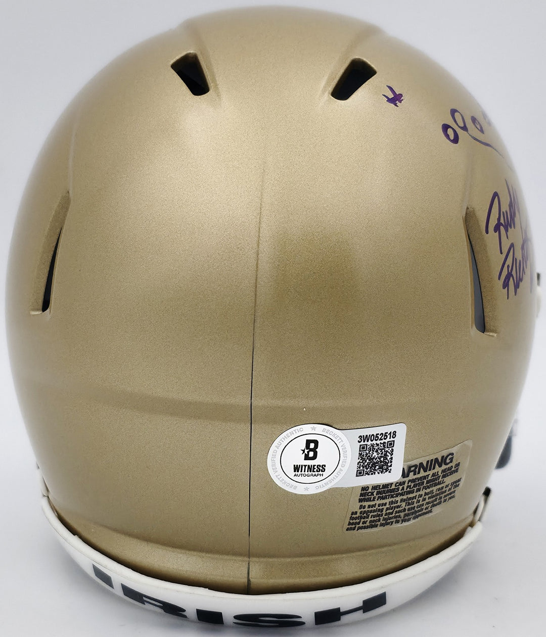 Rudy Ruettiger Auto Notre Dame Fighting Irish Speed Mini Helmet Play Sketch BAS