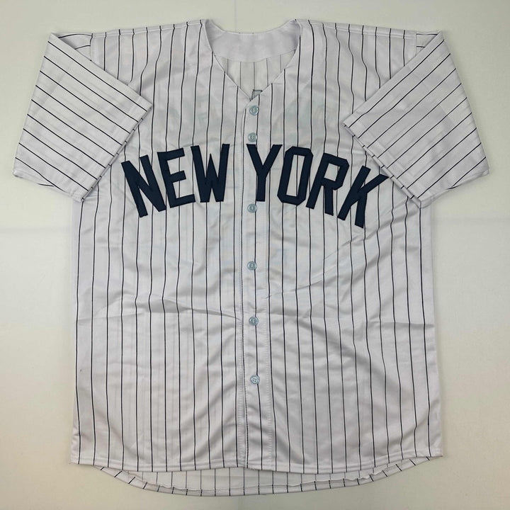 Facsimile Autographed Joe DiMaggio New York Pinstripe Reprint Auto Jersey XL