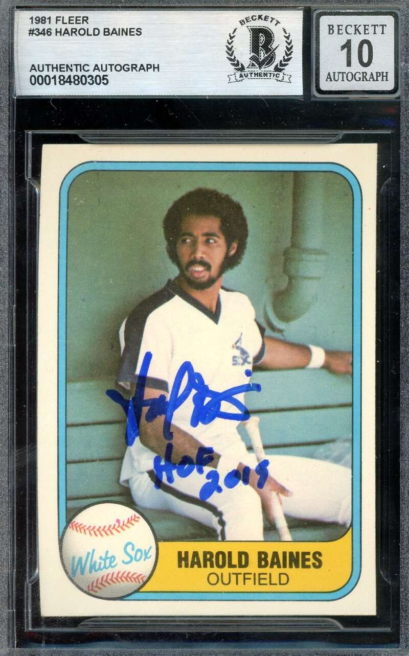 Harold Baines Gem Mint 10 Beckett BAS Signed 1981 Fleer Rookie Autograph