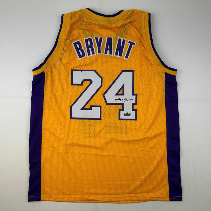 Facsimile Autographed Kobe Bryant #24 Los Angeles Yellow Reprint Jersey Men's XL