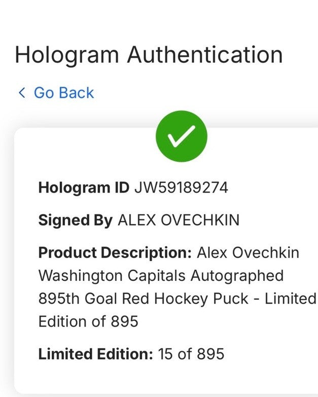 Alexander Ovechkin Signed Capitals 895 Record Goal Logo Puck Auto Fanatics Coa