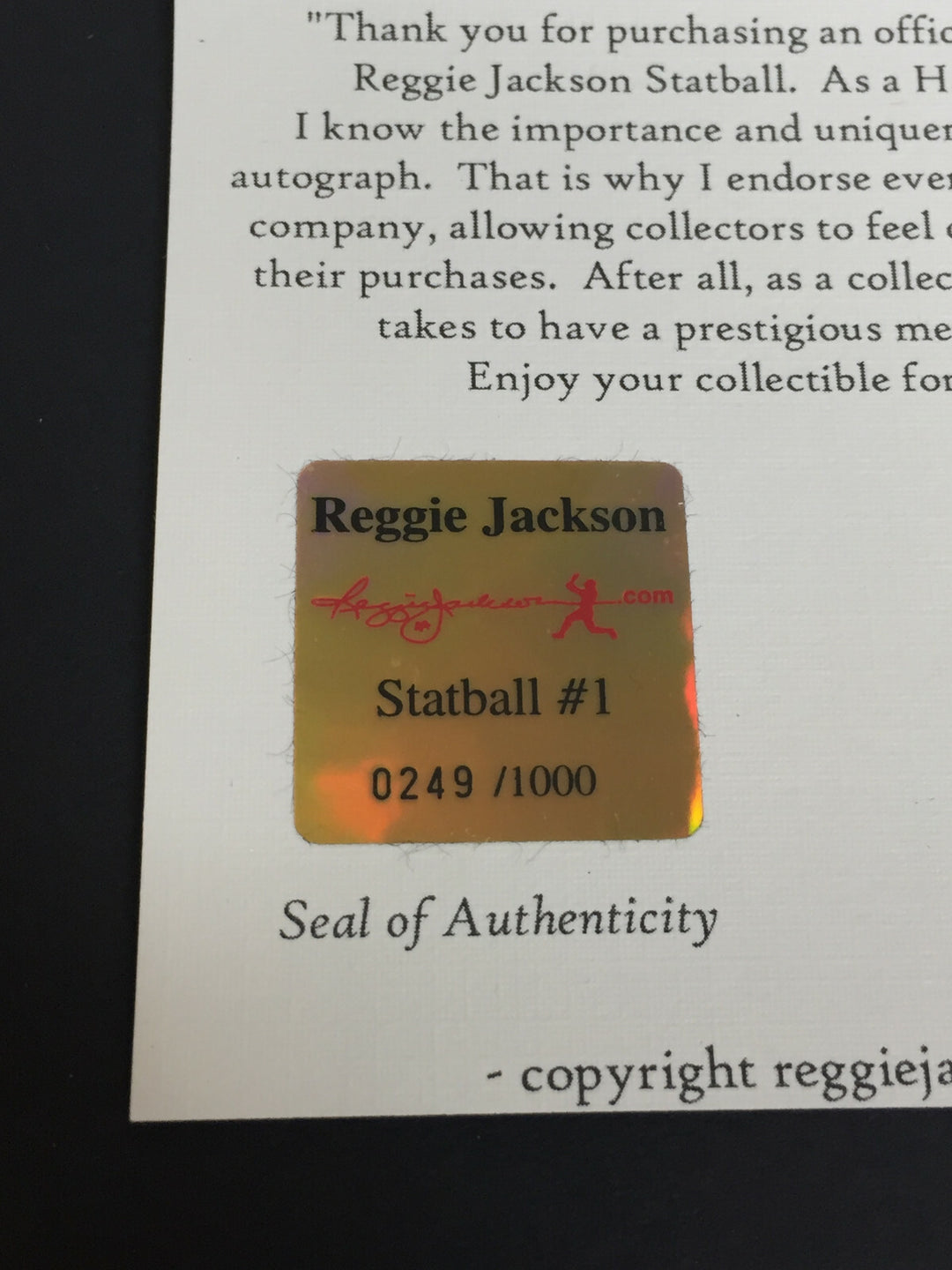 Reggie Jackson Signed 17 Stat Baseball Hof Mvp 563 Autograph RJ.com COA LE /1000