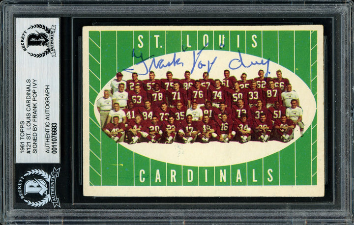 Frank "Pop" Ivy Signed 1961 Topps Card 121 St. Louis Cardinals Beckett