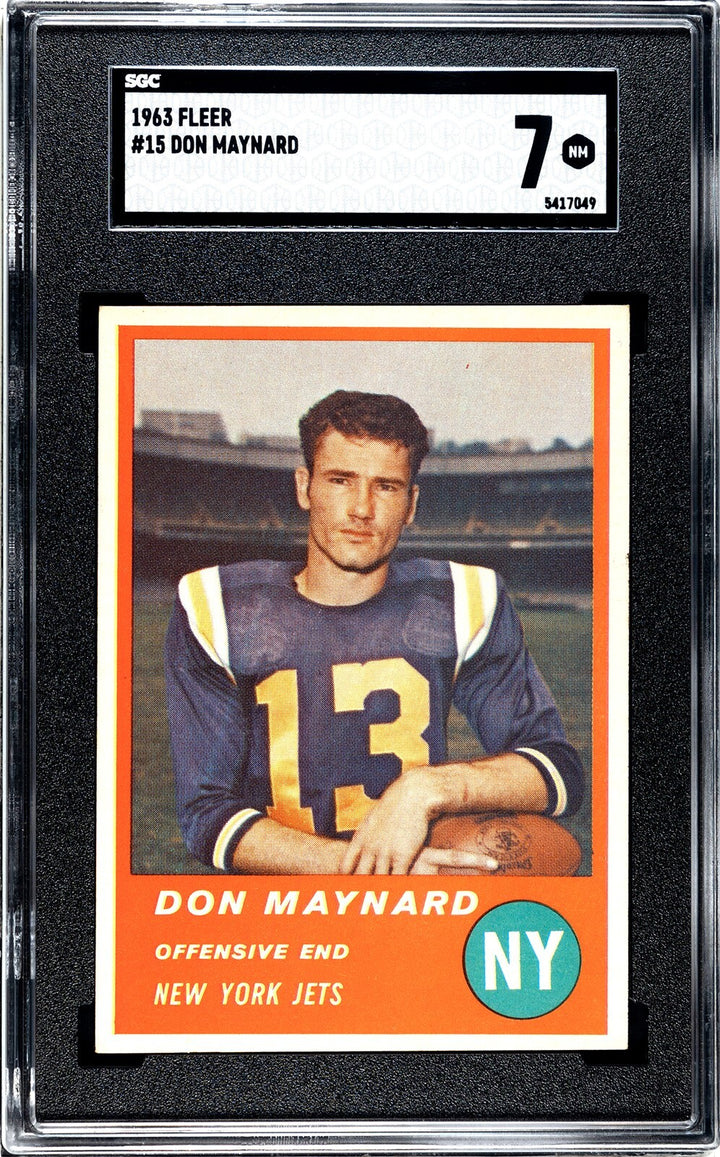 Don Maynard 1963 Fleer Football Card #13- SGC Graded 7 NM (Centered