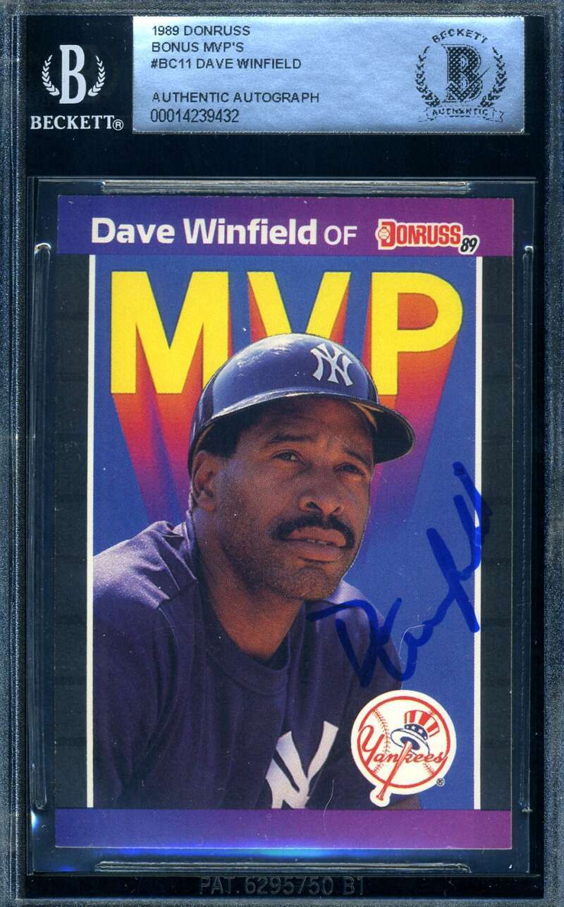 Dave Winfield Beckett BAS Signed 1989 Donruss Bonus MVP Autograph