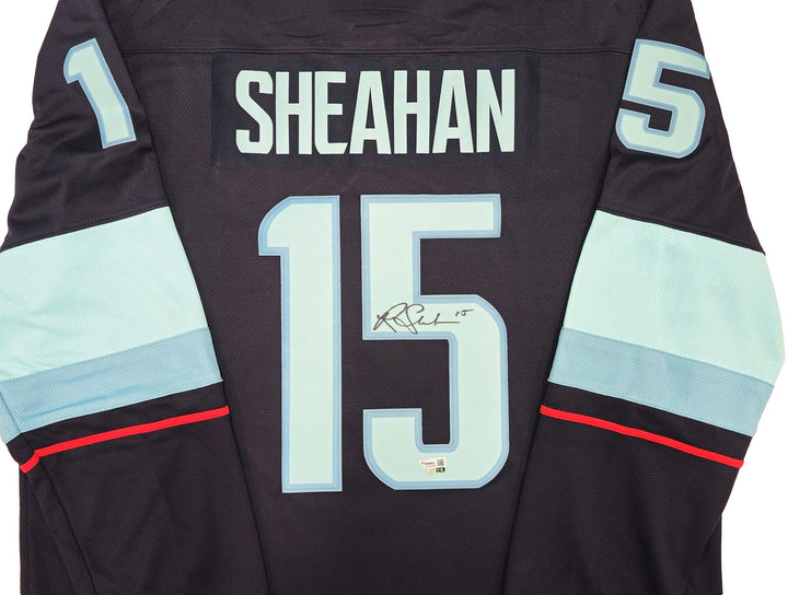 Kraken Riley Sheahan Auto Blue Fanatics Breakaway Jersey XL Inaugural Season