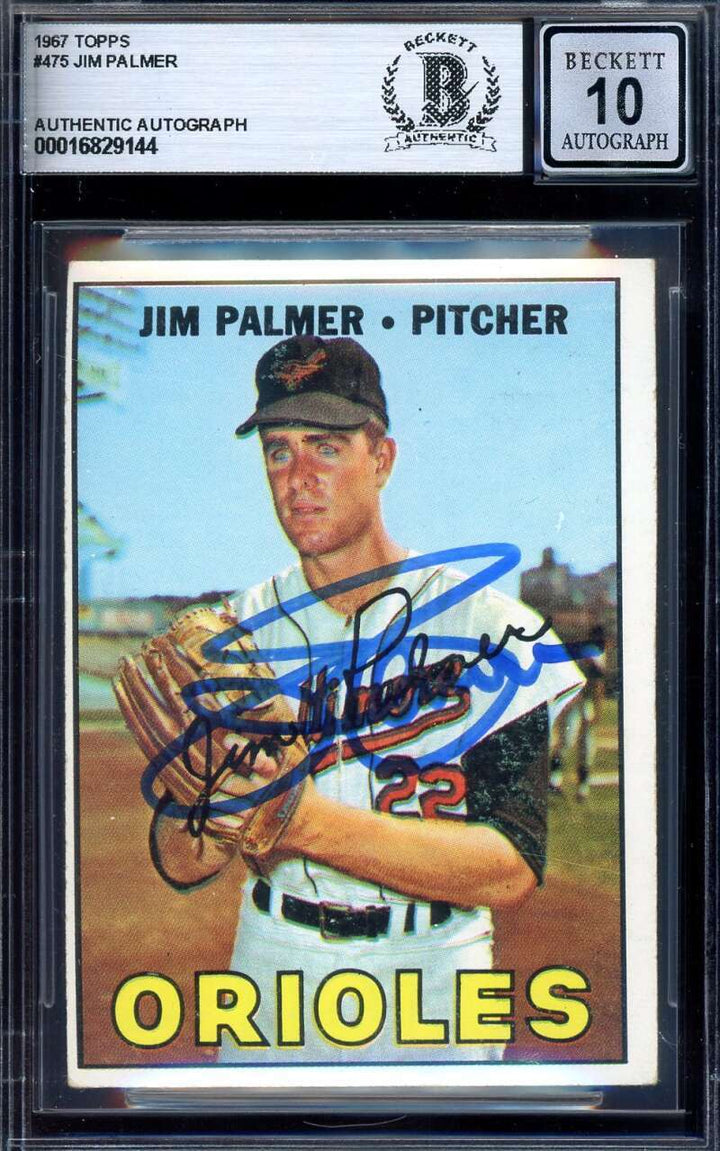 Jim Palmer Gem Mint 10 Beckett BAS Signed 1967 Topps Autograph