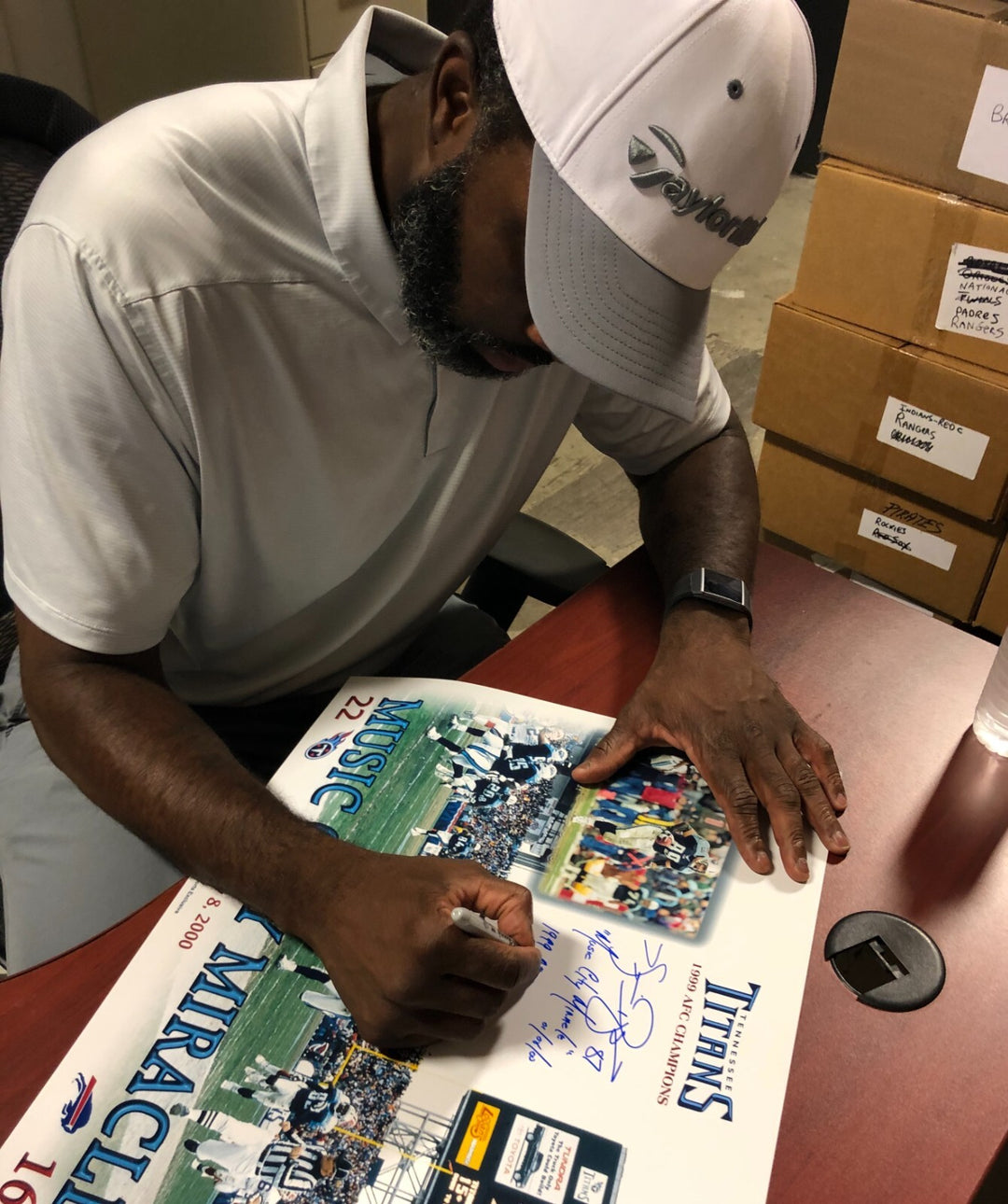 Music City Miracle signed Tennessee Titans 8x10 Photo w/ Kevin Dyson 2 insc- JSA