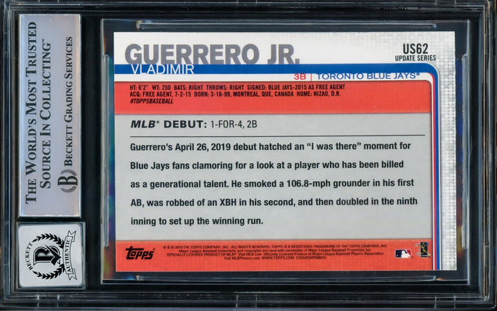 Vladimir Guerrero Jr. Signed 2019 Topps Update RC US62 Blue Jays Auto 10 Beckett