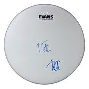 Joe Elliott Phil Collen Def Leppard Signed 15" Flt White Evans Drum Head JSA ITP