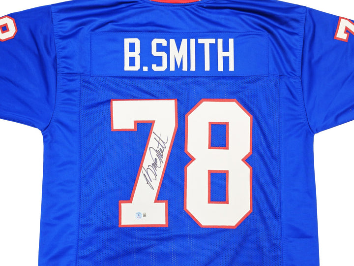 Buffalo Bills Bruce Smith Autographed Signed Blue Jersey Beckett Witness
