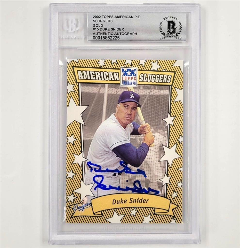 Duke Snider signed 2002 American Pie Sluggers Gold card #15 Beckett BAS 10 auto
