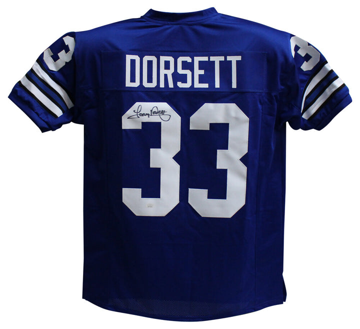 Tony Dorsett Autographed/Signed Pro Style Blue XL Jersey JSA 35267