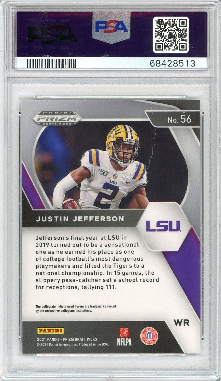 Graded 2021 Prizm Draft Picks Justin Jefferson #56 Rookie Card PSA 10