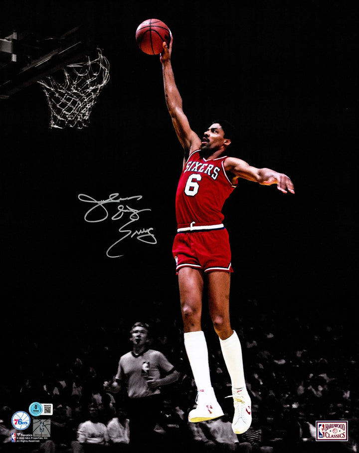 Julius "Dr. J" Erving Signed 16x20 Photo Philadelphia 76ers Beckett BAS Witness