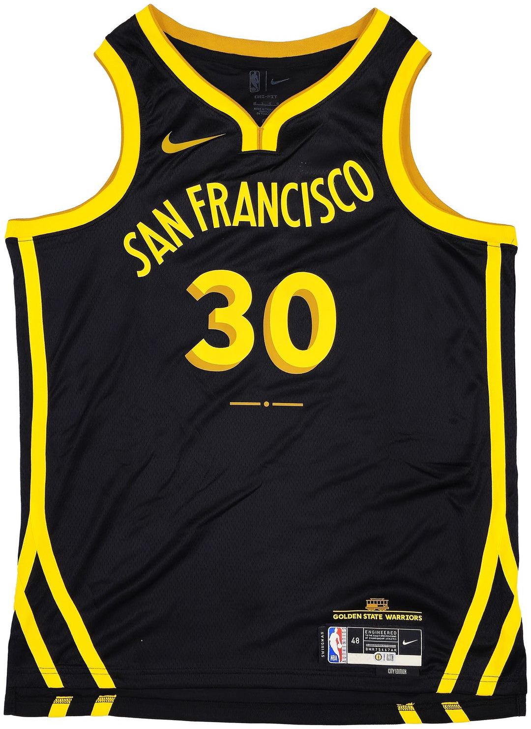 Warriors Stephen Curry Auto Black Nike Swingman City Edt Jersey Size 48 Beckett