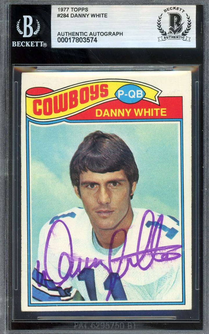 Danny White Beckett BAS Signed 1977 Topps Rookie Autograph
