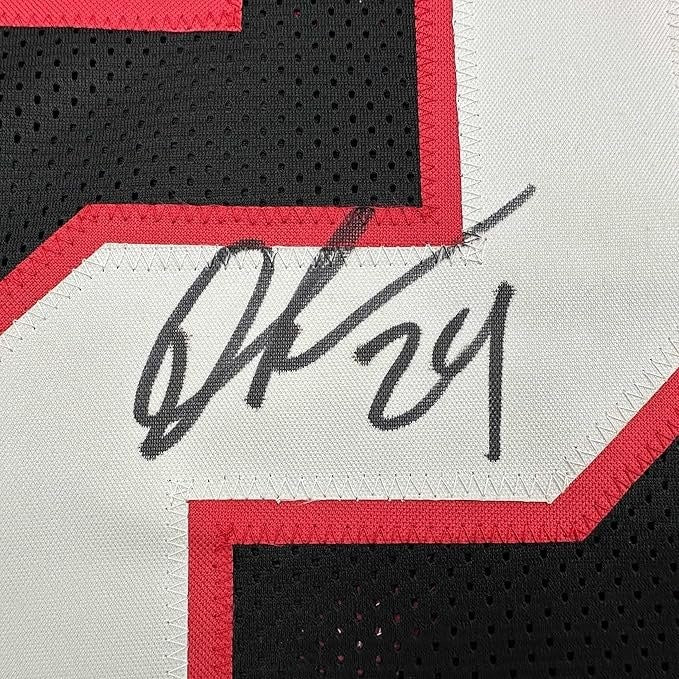 Framed Signed Devonta Freeman 35x39 Atlanta Black Jersey Beckett COA