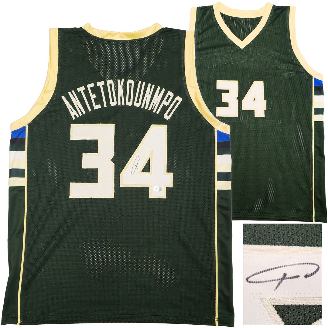 Milwaukee Bucks Giannis Antetokounmpo Signed Green Jersey Beckett BAS